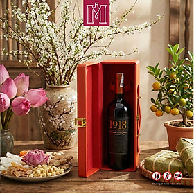Hộp quà rượu vang đỏ Chile 1918 Grand Reserve Cabernet Sauvignon 750ml 14.5%, kèm hộp da đỏ cao cấp - Vang nhập khẩu chính hãng