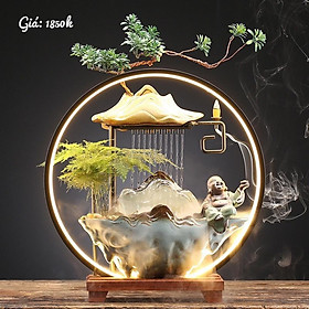 Mua Thác nước  thác khói hương trầm phong thuỷ Di Lạc Tài Lộc mang lại may mắn cho gia chủ có cây xanh  thác nước pho