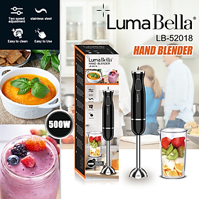 Máy xay cầm tay Lumabella LB-52018, công suất 500W nhỏ gọn chống văng tiện lợi dễ vệ sinh - HÀNG CHÍNH HÃNG