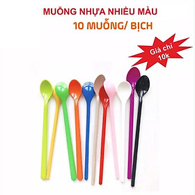 Mua Combo 10 Muỗng Nhựa Cafe  Sinh tố  Trà sữa Nhiều Màu