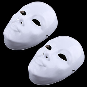 Pack of 2pcs Novelty Fun Unpainted Blank Mask White Full Face Mask Masquerade Drama Costume Masks DIY Accessories