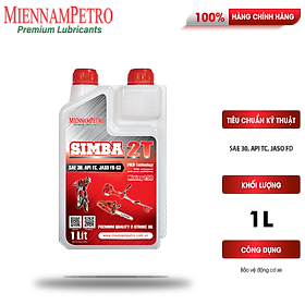 Dầu Nhớt MiennamPetro Simba 2T SAE 30 API TC JASO FD-63 1L Dành Cho Động Cơ Và Xe Máy 2 Thì Chất Lượng Cao