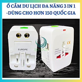 Mua Ổ cắm điện du lịch 3 in 1 đa năng  dùng cho toàn cầu-Phích cắm chuyển đổi du lịch quốc tế Adapter