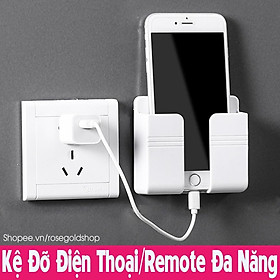 Mua Kệ Đỡ Điện Thoại/Remote Đa Năng Dán Tường Có Khe Giữ Dây Sạc Tiện Ích