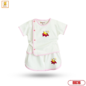 Bộ sơ sinh Babiboo bộ cộc tay áo bác sĩ cotton tự nhiên mềm mại, mịn mát- BBC16