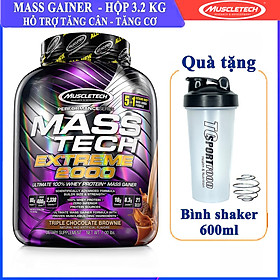 Sữa tăng cân tăng cơ Mass Tech Extreme 2000 7lbs (~3.18kg) - Hương vị Chocolate – Hỗ trợ Tăng Cân Nhanh + Tăng Sức Mạnh từ nguồn dinh dưỡng đầy đủ như 1 bữa ăn - Hàng nhập khẩu chính hãng Muscletech - Kèm quà tặng