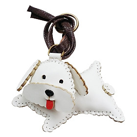Móc Khóa Da Thú Nhồi Bông Chó Poodle Trắng PT042