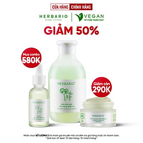 Bộ 3 chăm sóc da mụn cơ bản rau má & Diếp cá Herbario: Sữa rửa măt 200ml + Mặt nạ 30ml + Tinh chất 30ml