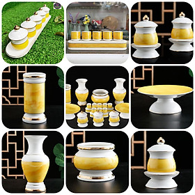 Mua  Bán lẻ tự chọn  Đồ thờ cúng Men đá cao cấp Mẫu ĐÁ VÀNG (Vân vàng) - (Chum  lư  bình  dĩa  ....)