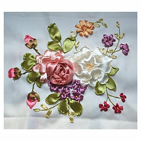 Ribbon Embroidery Kits DIY Flower Painting Kit Stamped Cross Stitch 01