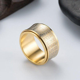 Nhẫn Nam Khắc Kim Quang Chú Xoay 360 Độ Titan Không Đen TT 1916