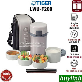 Mua Cà men hộp cơm giữ nhiệt Tiger LWU-F200 - 4 ngăn - 1.48 lít