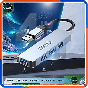 Hub Type C ASWEI 4 in 1 - Hub Chuyển Đổi USB Type-C 4 Cổng USB 3.0 - Cổng Chia USB Tốc Độ Cao Dành Cho Macbook, Laptop, PC, Máy Tính Bảng, Điện Thoại - Hàng Chính Hãng