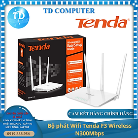 Bộ phát Wifi Tenda F3 Wireless N300Mbps - Hàng chính hãng MICROSUN phân phối