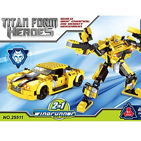 Mô Hình Robot Biến Hình Titan Form Heroes 2 Trong 1 Màu Vàng