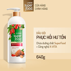 Dầu gội LASHE SUPERFOOD phục hồi hư tổn 640G
