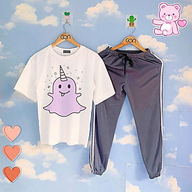 Set áo thun tay lửng quần kẻ 3 sọc, quần unisex 2 sọc C1718