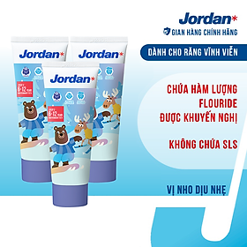 Combo 3 Kem đánh răng cho trẻ em 6-12 tuổi vị nho Jordan Step 2, 75g/tuýp