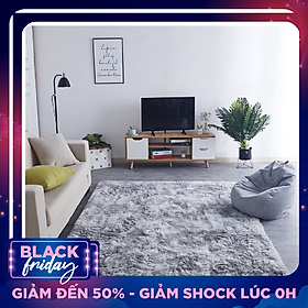 Thảm Lông Loang Màu Xám Nhạt Trải Sàn Trang Trí 1m6x2m