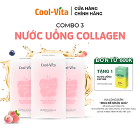 Combo 3 Hộp Nước Uống Collagen Peptide 3000mg Coolvita Hỗ Trợ Trẻ Hóa Sáng Da, Hỗ Trợ Dưỡng Tóc và Móng Kết Hợp Vitamin B3 (45ml× 7 túi)/hộp