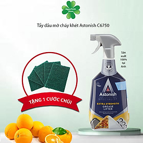 Bình xịt tẩy dầu mỡ cháy khét Astonish C6750 750ml sản xuất tại Vương Quốc Anh chuyên dùng vệ sinh các bề mặt bếp gas từ hồng ngoại và khu vực bếp