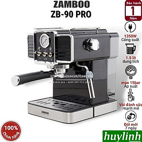 Máy pha cafe Zamboo ZB-90 Pro - 15 bar - Tặng máy xay 100GR - Hàng chính hãng