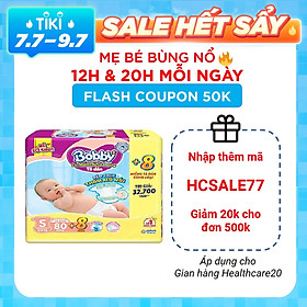 Tã Dán Bobby Sơ Sinh Siêu Thấm S80 (80 Miếng) + 8 Miếng Tã dán cùng loại