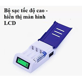 Mua Combo Bộ Sạc nhanh Tự ngắt Tốc Độ Cao Màn Hình LCD Tặng 4 Pin AA 3000mAh Doublepow