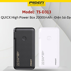 Mua Sạc dự phòng PISEN D313 kèm chân cắm  kèm cáp sạc C/L  sạc nhanh  22.5w  20000mAh - Hàng chính hãng
