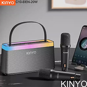 Loa Bluetooth Karaoke Mini Tại Nhà KINYO C10 - Loa xách tay mini chất liệu nhựa cao cấp, công suất 20W và 2 micro không dây - Hàng nhập khẩu