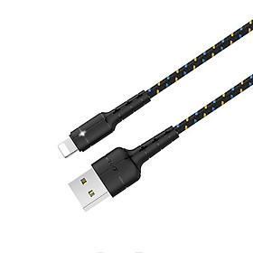Mua Cáp sạc nhanh 3A Hoco X14 Pro vải dù chống rối tích hợp đèn Led tự ngắt thông minh cho iPhone dài 2M ( 2 màu ) - Hàng chính hãng