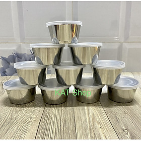 Mua 10 Khuôn Inox 304 Làm Bánh Flan Có Kèm Nắp Nhựa ( Size 7 x 5 x 4cm)