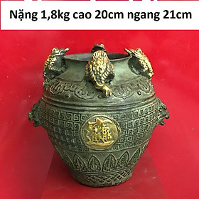 Mua Hũ cóc ngậm tiền  hũ chiêu tài bằng đồng giả cổ MS106