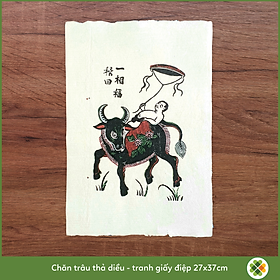 Tranh Đông Hồ Chăn trâu thả diều - Tranh khắc gỗ dân gian - Dong Ho folk woodcut painting