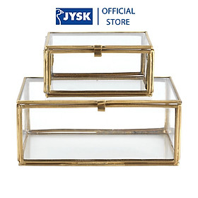Bộ 2 hộp đựng trang sức | JYSK Viken | thủy tinh/kim loại | màu đồng | R12/8xD8/6xC5/4cm