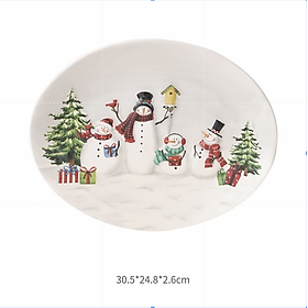 Mua Đĩa Bầu Dục Người Tuyết Trang Trí 24.8X30.5Cm | Index Living Mall | Nhập Khẩu Thái Lan