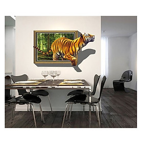 Decal dán tường tranh hổ 3D - PK31