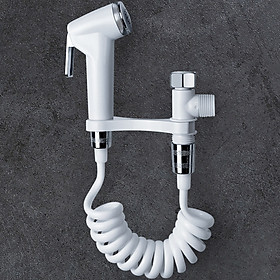 Mua Bộ vòi xịt vệ sinh toilet VHX2 áp lực cao kèm dây PU lò xo dài 1.5m và giá đỡ không cần khoan tường - Tặng 1 ống cao su non lắp vòi