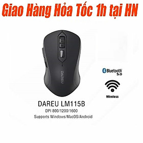 Chuột Không Dây DAREU LM115B Bluetooth 5.0/ 2.4G/ Silent Switch ( bấm ko tiếng ) - Hàng Chính Hãng