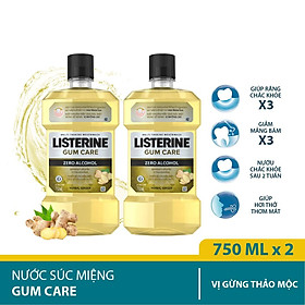 Bộ 2 Chai Nước súc miệng giúp nướu chắc khỏe Listerine Gum Care 750ml chai