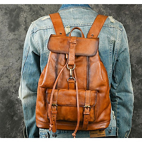 Balo nam da bò nguyên tấm BHLSJ022 Ba lô dây rút