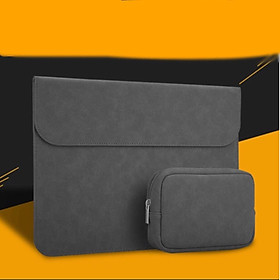 BAO DA, TÚI DA, CẶP DA CHỐNG SỐC CHO IPAD, MACBOOK, LAPTOP, SURFACE KÈM VÍ ĐỰNG PHỤ KIỆN CHỐNG NƯỚC MÀU XÁM SIÊU SANG