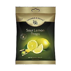 Kẹo trái cây Đức vị CHANH TƯƠI MỚI - SOUR LEMON Cavendish & Harvey dạng gói 100g
