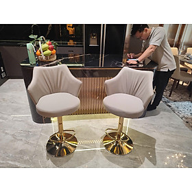 Mua Ghế đảo bếp màu kem CB2297B-P Nội thất Capta Ghế ngồi quầy đảo bếp nệm da PU nềm lưng cao chân tăng giảm thép mạ màu vàng