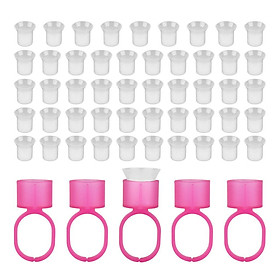 50pcs Disposable Tattoo Ink Cups Pigments Holder Rings with Sponge Black
