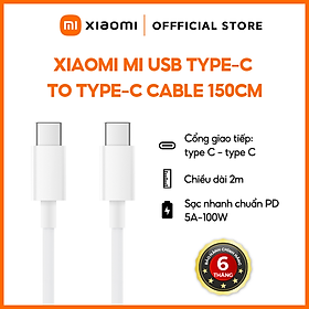 Dây Cáp Sạc Xiaomi USB Type-C ra USB Type-C 150cm SJV4108GL - Hàng chính hãng