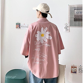 Áo Sơ Mi Tay Lỡ Hoa Cúc Unisex Dáng Rộng