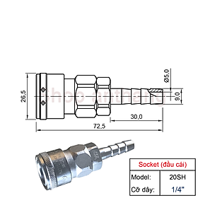 Khớp nối nhanh khí nén SH(ổ cắm) - Nitto (Nhật Bản)