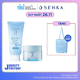 Bộ sữa rửa mặt dạng gel dịu nhẹ và Kem Dưỡng Cấp Ẩm Chuyên Sâu Senka (Senka Perfect Gel Gentle Wash và Senka Deep Moist Gel Cream 50G)