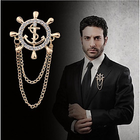 Cài áo nam - ghim cài áo nam mỏ neo bánh lái - cài áo phong thủy tài lộc cho nam